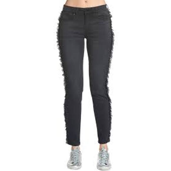 Elan Black Side Fray Fringe Mid-Rise Skinny Jeans Stretch - Medium 28 29 - Picture 6 of 14